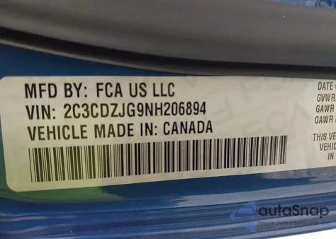 2022 Dodge Challenger Gt z USA, uszkodzony, nr VIN 2C3CDZJG9NH206894
